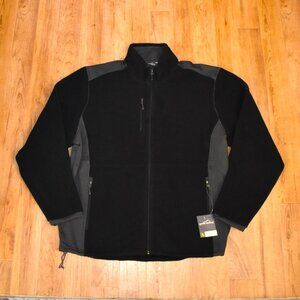 NWT Eddie Bauer Men's Sherpa Full-Zip Fleece Jacket 4XL Black Gray